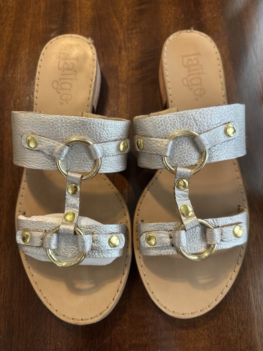 Latigo Rush Women's Silver Slide Sandals Size 8.5M